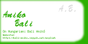 aniko bali business card